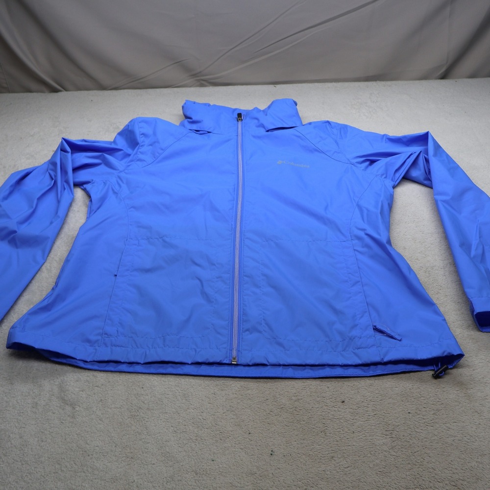 Columbia Switchback II Jacket Women XL Blue Full Zip Light Pack Rain Wind Hiking